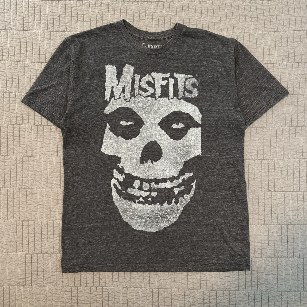 Misfits T Shirt Men's Large Gray‎ Horror Punk Rock Band Tee Grunge Short Sleeve